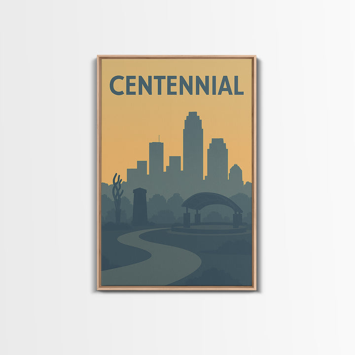 Centennial Colorado Travel Poster, Framed Canvas Print, Mid Century Travel Art, Centennial Travel Art, Mid Century Wall Art, Fine Art Print