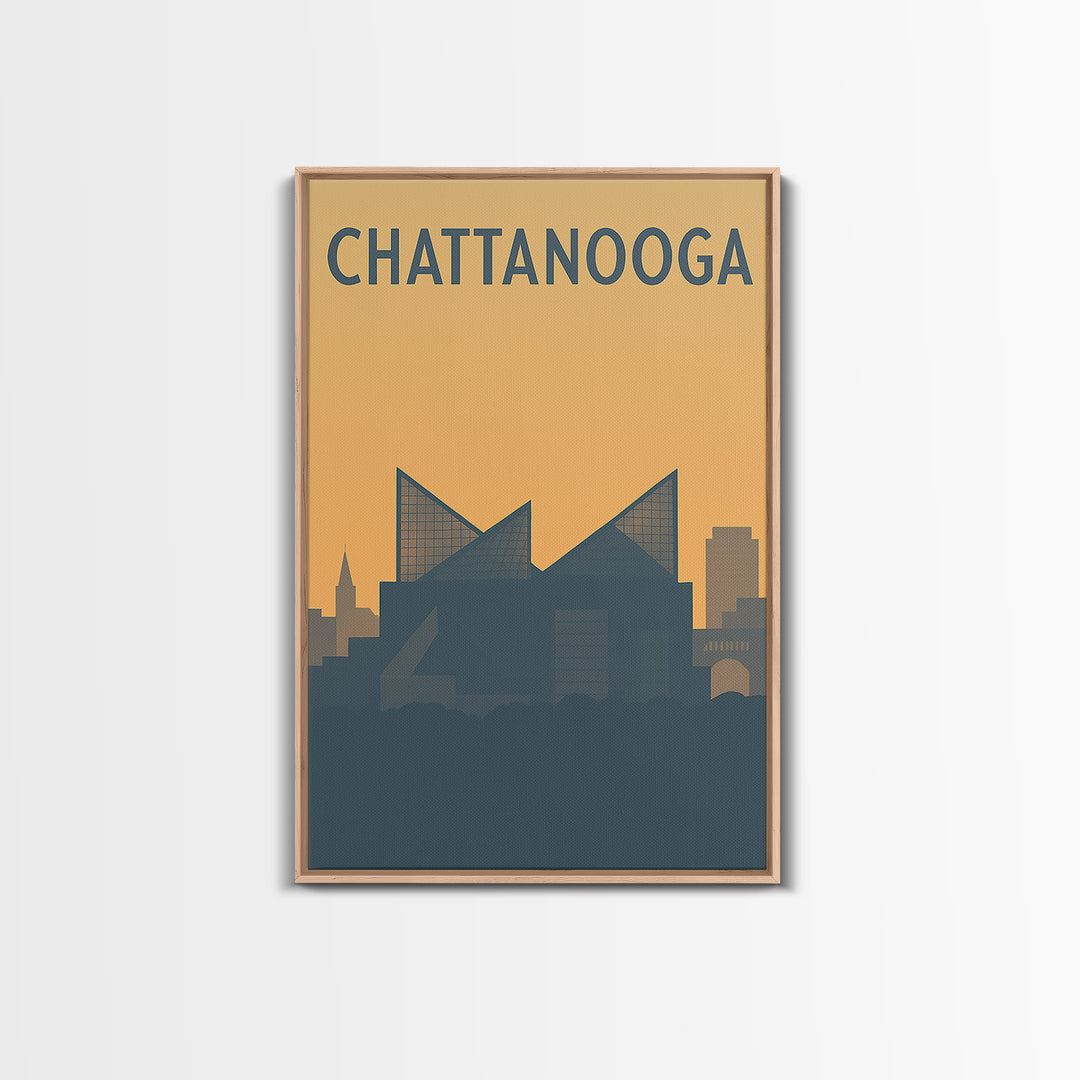 Chattanooga Travel Poster, Framed Canvas Print, Minimalist Retro Wall Art, Chattanooga Art Print, Home Office Decor, Travel Poster Set