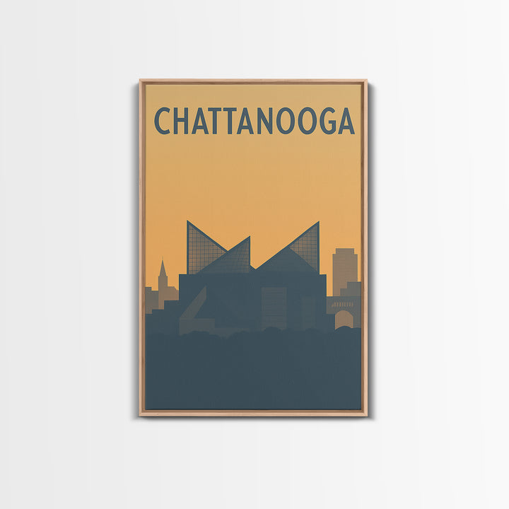 Chattanooga Travel Poster, Framed Canvas Print, Minimalist Retro Wall Art, Chattanooga Art Print, Home Office Decor, Travel Poster Set