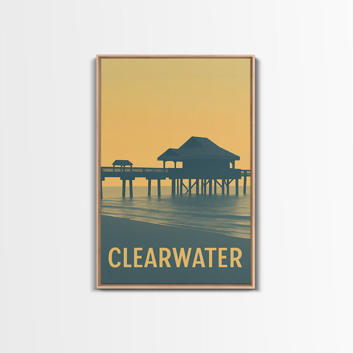 Clearwater Florida Travel Poster, Canvas Print, Sunset Skyline Wall Art, Clearwater Travel Art, Travel Poster Set, City Travel Prints