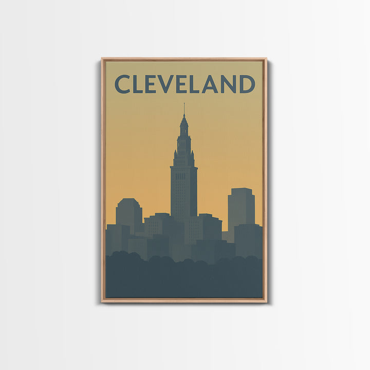 Cleveland Travel Poster, Canvas Print, Vintage City Poster Art, Cleveland Art Print, Travel Wall Art, Retro Travel Print, Travel Art Print