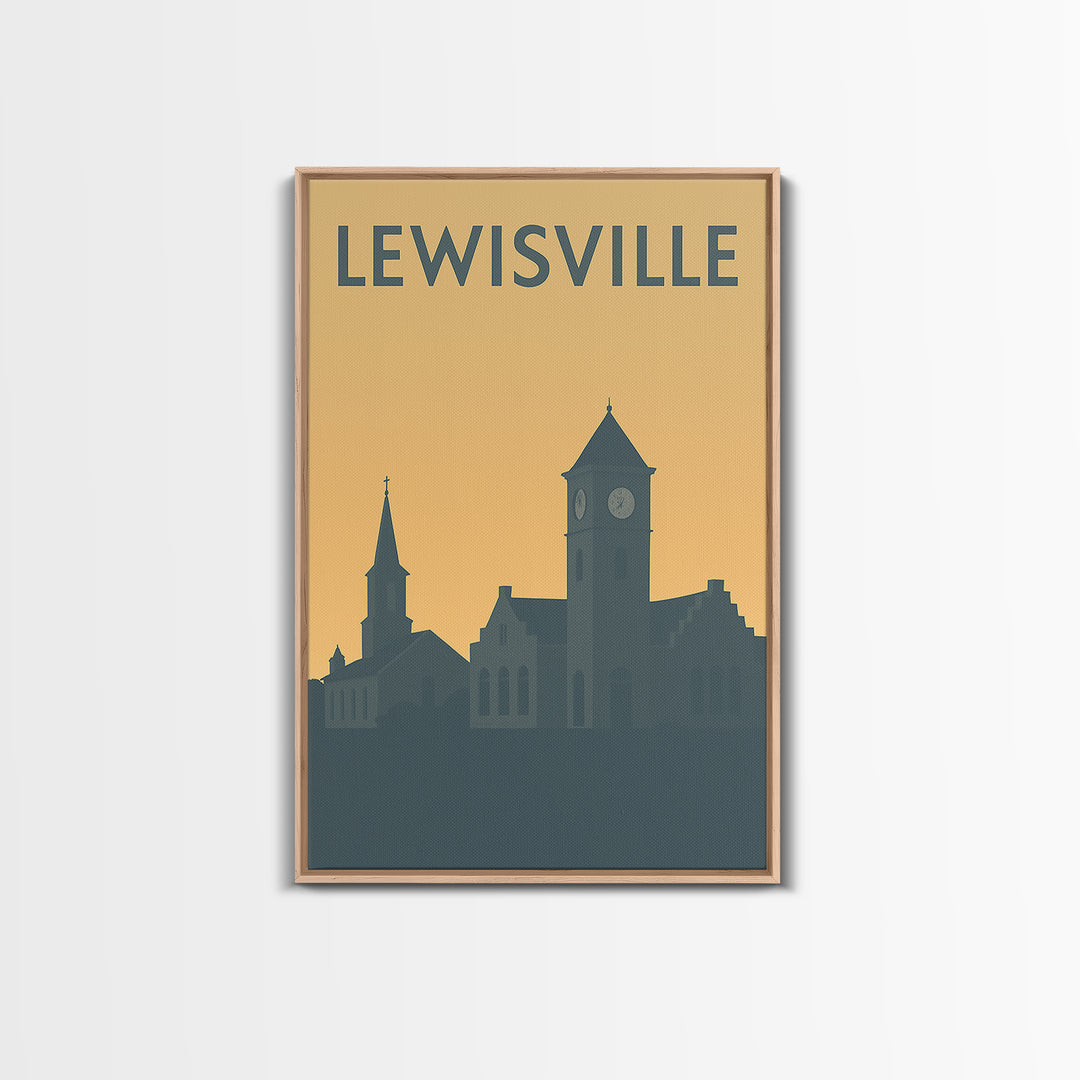 Lewisville Travel Poster, Canvas Print, Minimalist Retro Wall Art, Lewisville Wall Art, City Art Print, Wanderlust Decor, Travel Art Print