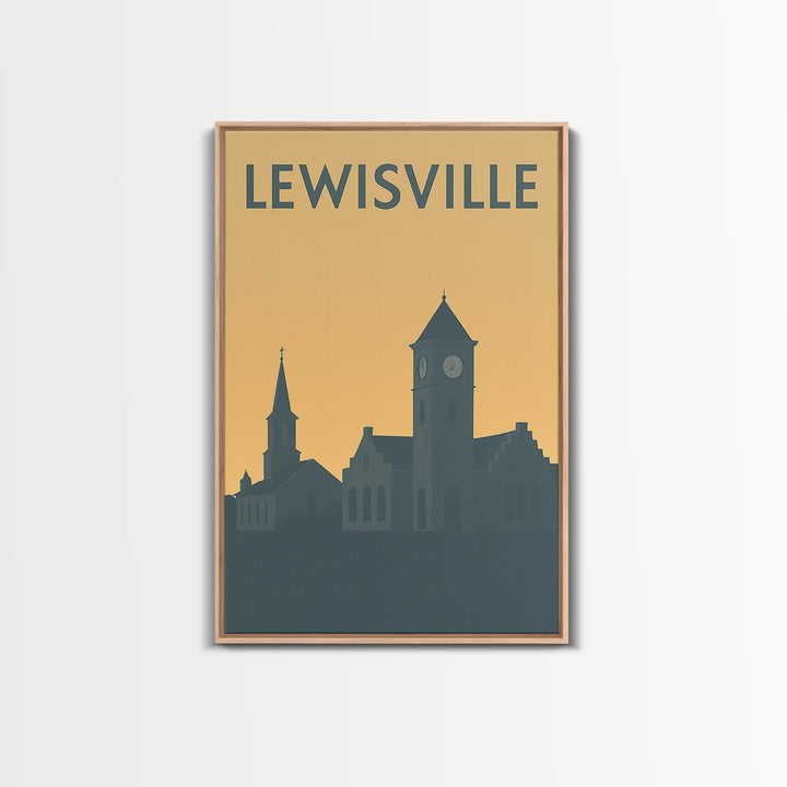 Lewisville Travel Poster, Canvas Print, Minimalist Retro Wall Art, Lewisville Wall Art, City Art Print, Wanderlust Decor, Travel Art Print