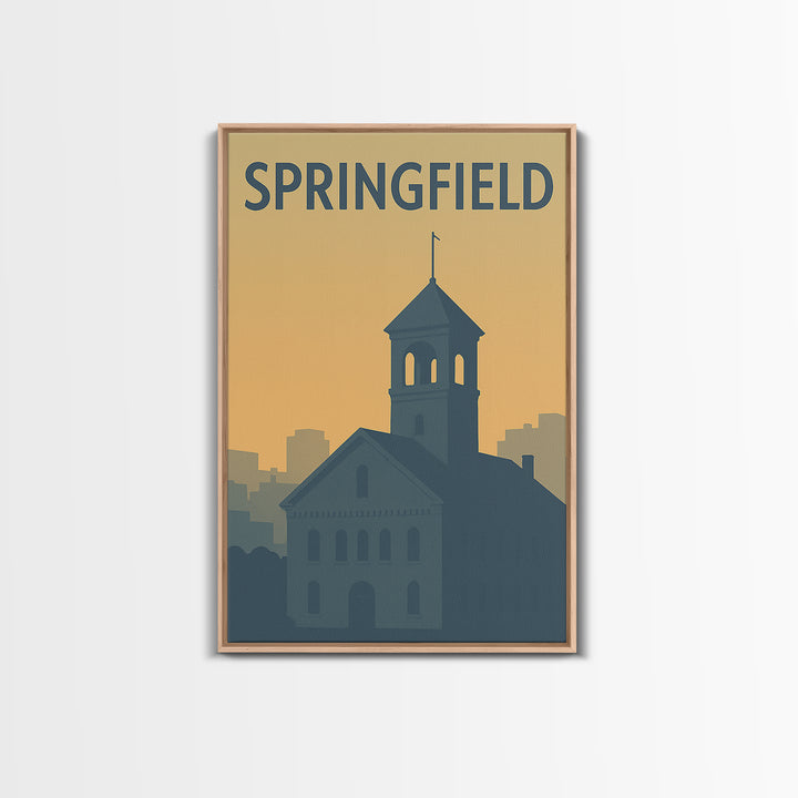 Springfield Travel Poster, Framed Canvas Print, Vintage City Poster Art, Springfield Art Print, Vintage City Poster, Mid Century Wall Art