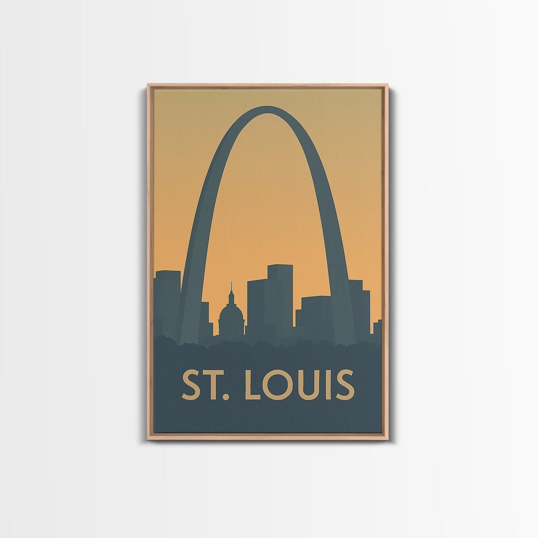 St Louis Missouri Travel Poster, Canvas Print, Sunset Skyline Wall Art, St Louis Art Print, Retro Travel Print, Wall Decor, Fine Art Print