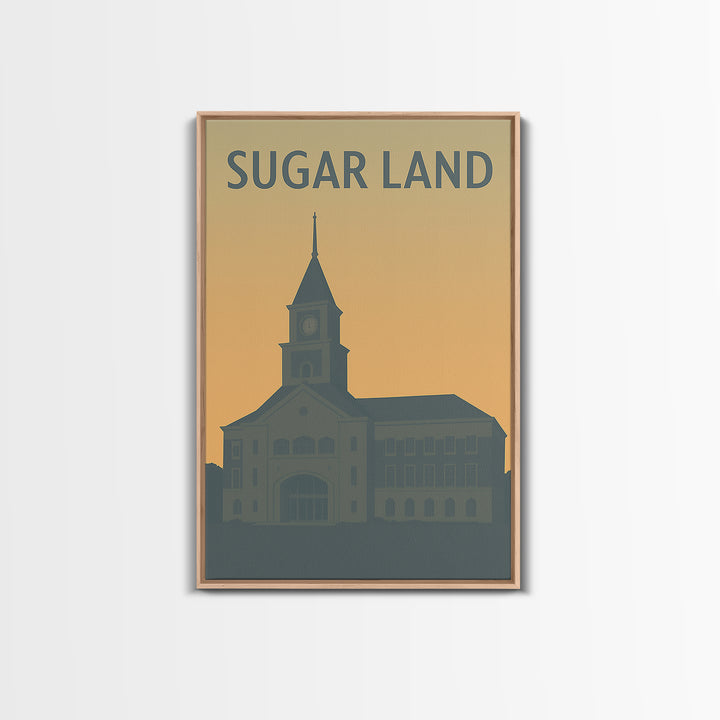 Sugar Land Texas Travel Poster, Canvas Print, Minimalist Retro Wall Art, Sugar Land City Art, Wanderlust Decor, Living Room Wall Art