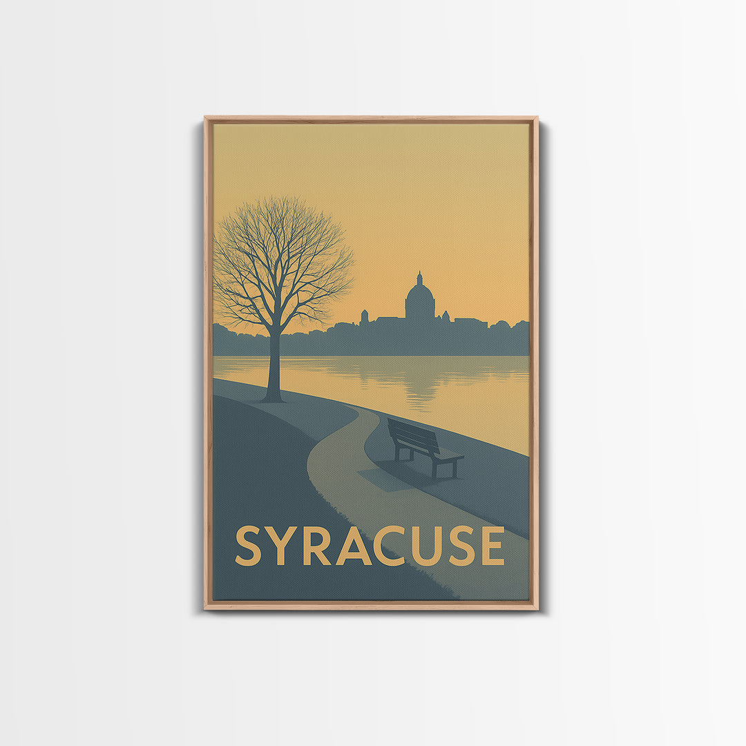 Syracuse Travel Poster, Canvas Print, Minimalist Retro Wall Art, Syracuse City Art, Home Office Decor, Mid Century Wall Art, Home Decor