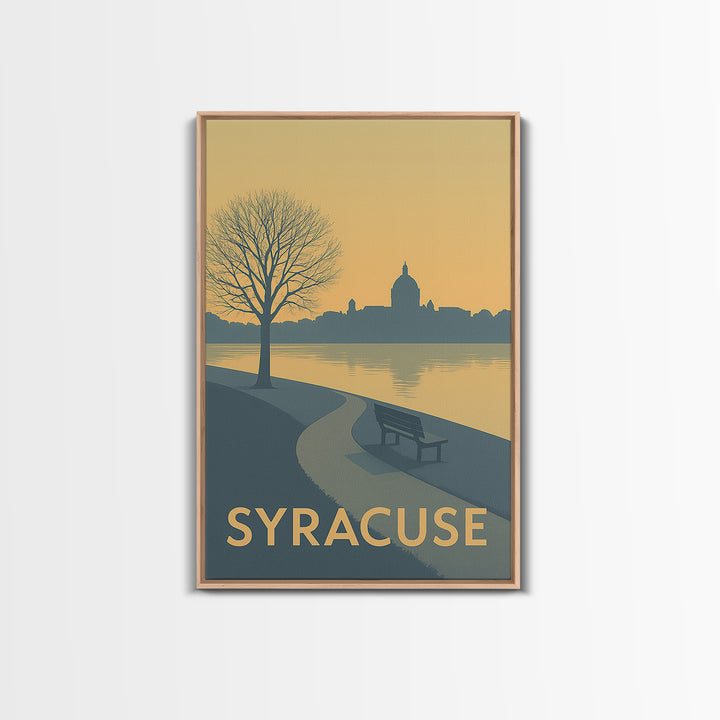Syracuse Travel Poster, Canvas Print, Minimalist Retro Wall Art, Syracuse City Art, Home Office Decor, Mid Century Wall Art, Home Decor