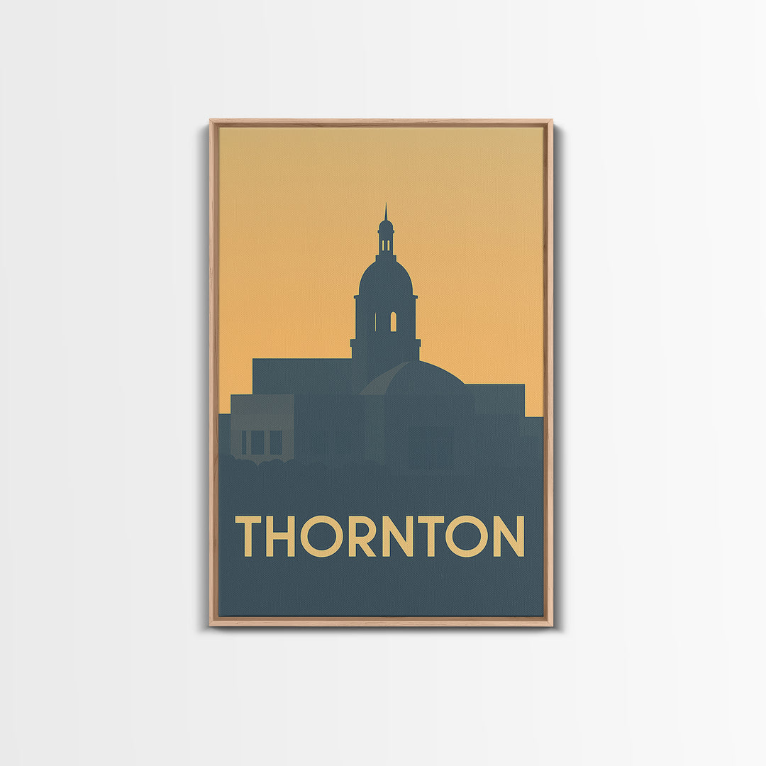 Thornton Travel Poster, Framed Canvas Print, Vintage City Poster Art, Thornton Art Print, Vintage Travel Art, City Illustration
