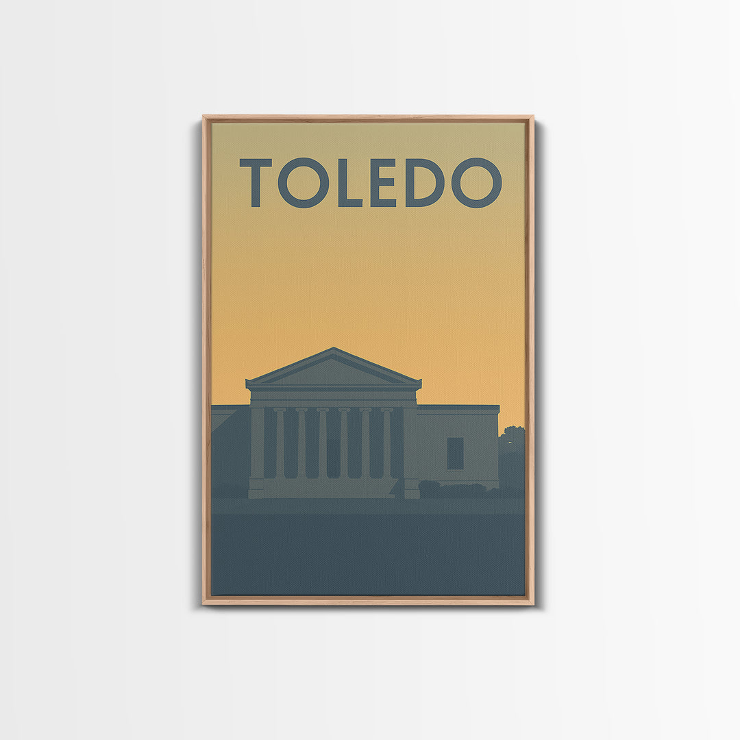 Toledo Travel Poster, Framed Canvas Print, Mid Century Travel Art, Toledo Art Print, Gift For Travelers, Modern Wall Decor, City Art Print