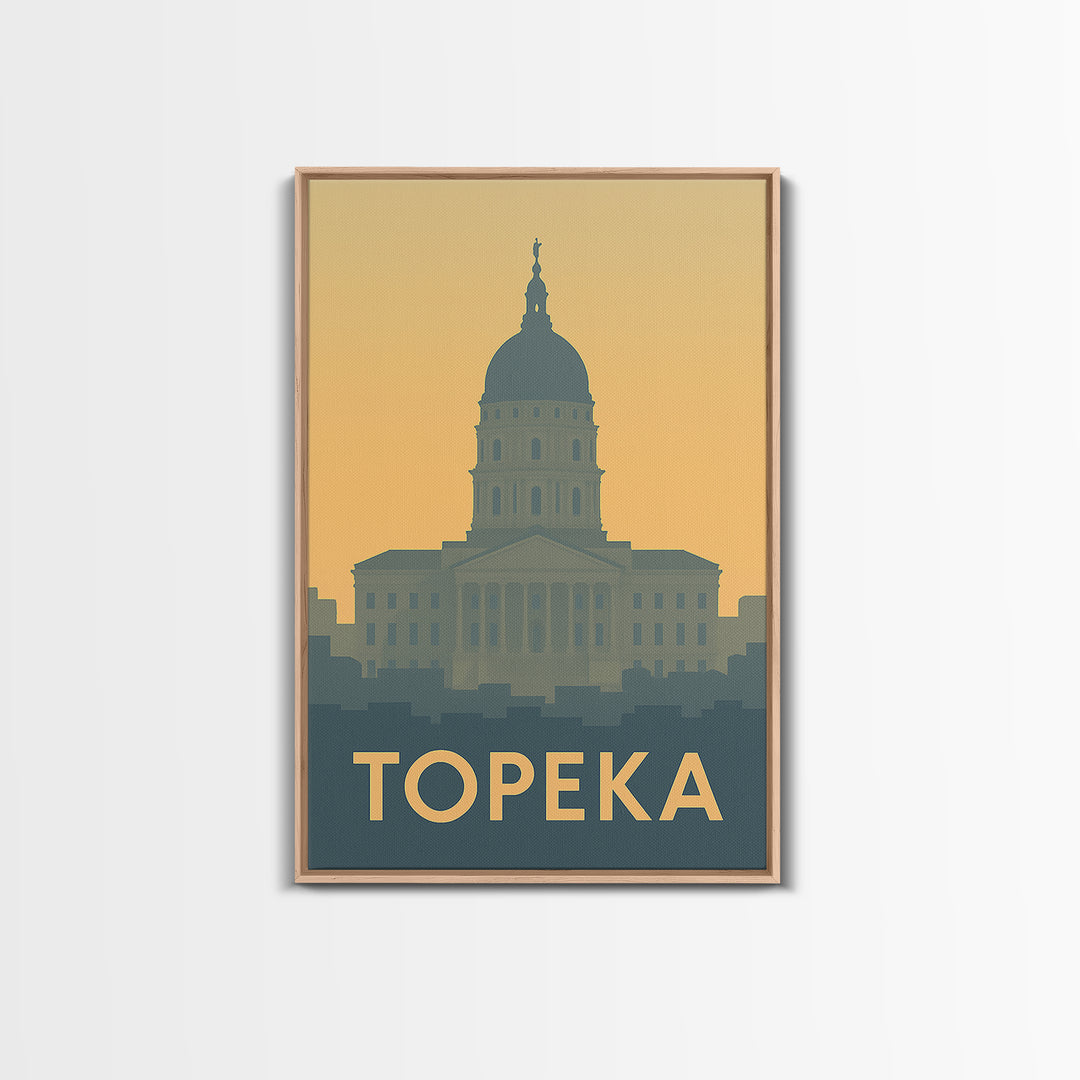 Topeka Travel Poster, Framed Canvas Print, Minimalist Retro Wall Art, Topeka Travel Art, Vintage Travel Art, Travel Art Print, Design 2