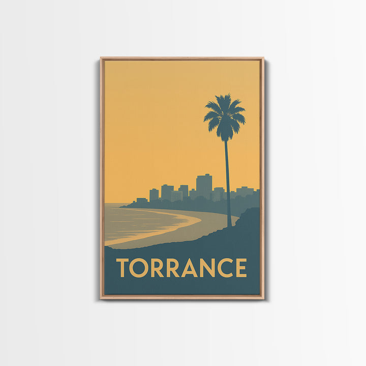 Torrance Travel Poster, Canvas Print, Sunset Skyline Wall Art, Torrance Art Print, Mid Century Wall Art, Gift For Travelers, City Poster