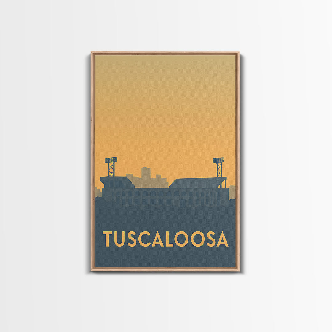 Tuscaloosa Alabama Travel Poster, Canvas Print, Sunset Skyline Wall Art, Tuscaloosa Travel Art, Living Room Wall Art, City Art Print