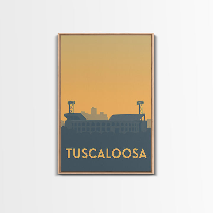 Tuscaloosa Alabama Travel Poster, Canvas Print, Sunset Skyline Wall Art, Tuscaloosa Travel Art, Living Room Wall Art, City Art Print