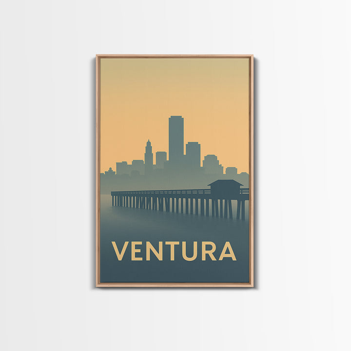 Ventura Travel Poster, Framed Canvas Print, Mid Century Travel Art, Ventura Art Print, Vintage Travel Art, Vintage Travel Print