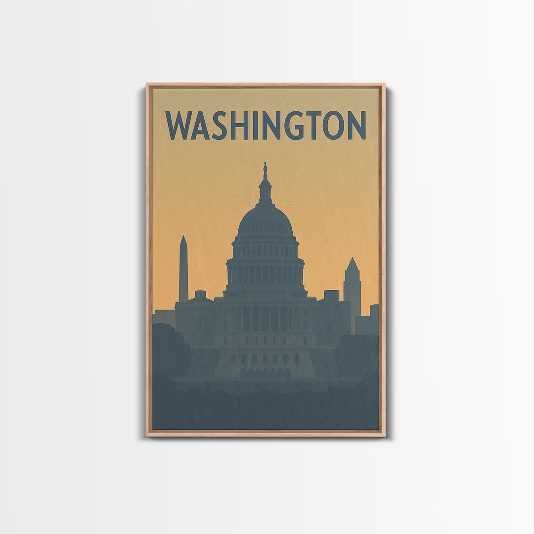 Washington Travel Poster, Canvas Print, Mid Century Travel Art, Washington Art Print, Living Room Wall Art, Eclectic Wall Decor
