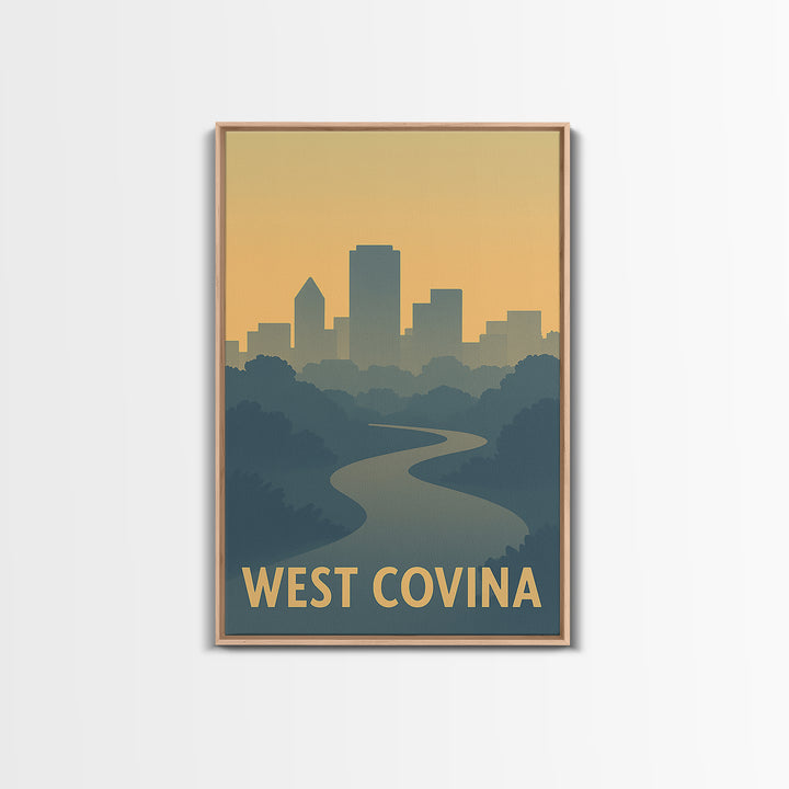 West Covina Travel Poster, Canvas Print, Mid Century Travel Art, West Covina Poster Print, City Art Print, Travel Art Print, Travel Print
