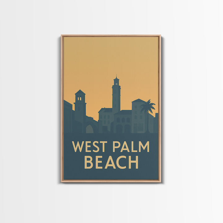 West Palm Beach Florida Travel Poster, Canvas Print, Retro Wall Art, West Palm Beach Wall Art, Travel Wall Art, Retro Travel Print