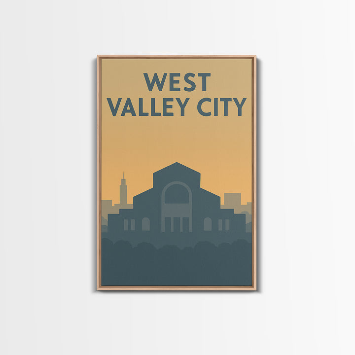 West Valley City Travel Poster, Framed Canvas Print, Mid Century Travel Art, West Valley City Poster Print, Eclectic Wall Decor