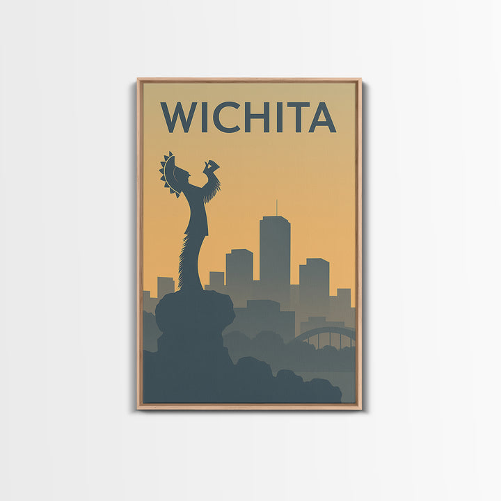 Wichita Kansas Travel Poster, Canvas Print, Sunset Skyline Wall Art, Wichita Art Print, Vintage Travel Art, Vintage Travel Print, Wall Art