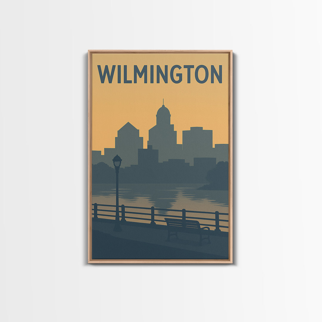 Wilmington Travel Poster, Framed Canvas Print, Mid Century Travel Art, Wilmington Art Print, Fine Art Print, City Travel Prints