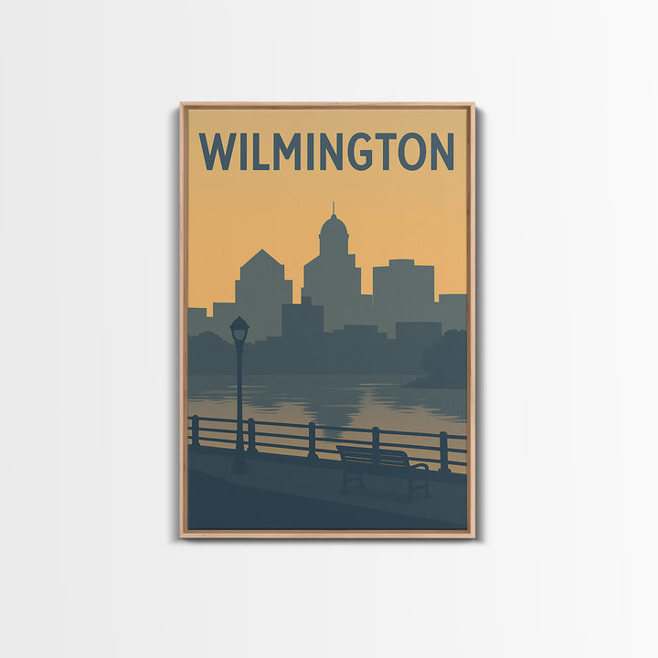 Wilmington Travel Poster, Framed Canvas Print, Mid Century Travel Art, Wilmington Art Print, Fine Art Print, City Travel Prints