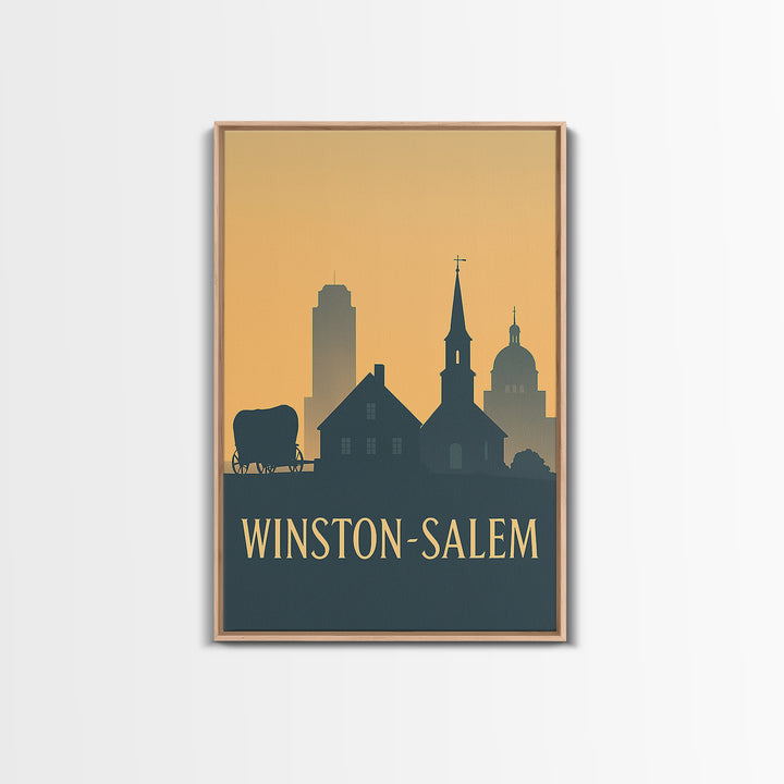 Winston Salem North Carolina Travel Poster, Canvas Print, Retro Wall Art, Winston Salem Art Print, Gift For Travelers, Vintage City Poster