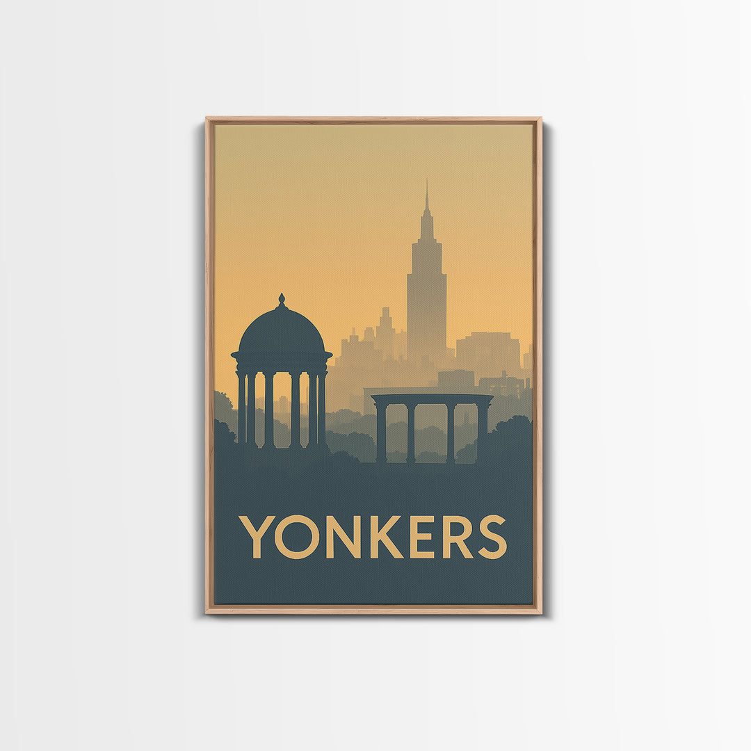 Yonkers Travel Poster, Framed Canvas Print, Minimalist Retro Wall Art, Yonkers Travel Art, Vintage Travel Print, City Travel Prints