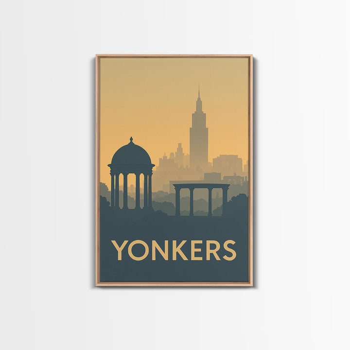 Yonkers Travel Poster, Framed Canvas Print, Minimalist Retro Wall Art, Yonkers Travel Art, Vintage Travel Print, City Travel Prints