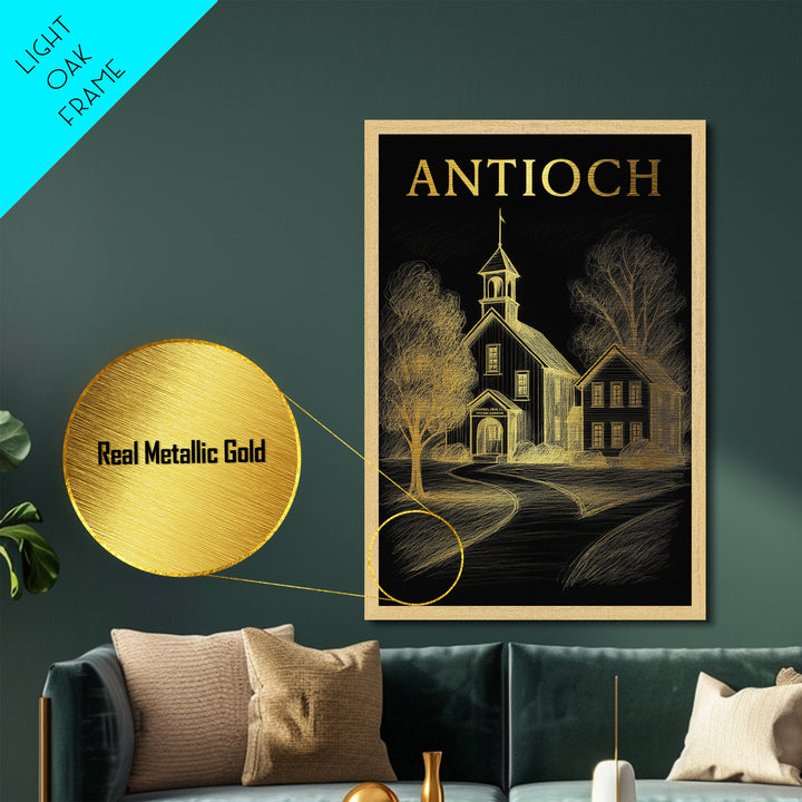 Antioch California travel, Metallic Gold Art, Minimalist Wall Art, Metal Art, Wood Framed Art, Traveler Gift, Destination Gift