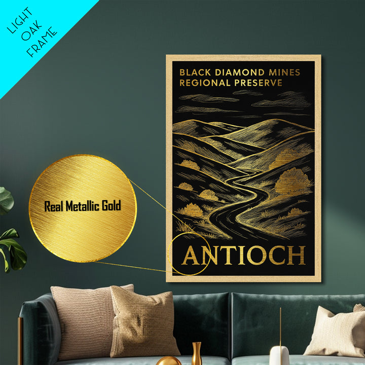Antioch California art, Metallic Gold Print, Modern House Art, Metal Art, Wood Framed Art, Graduation Travel Gift, Travel Gift