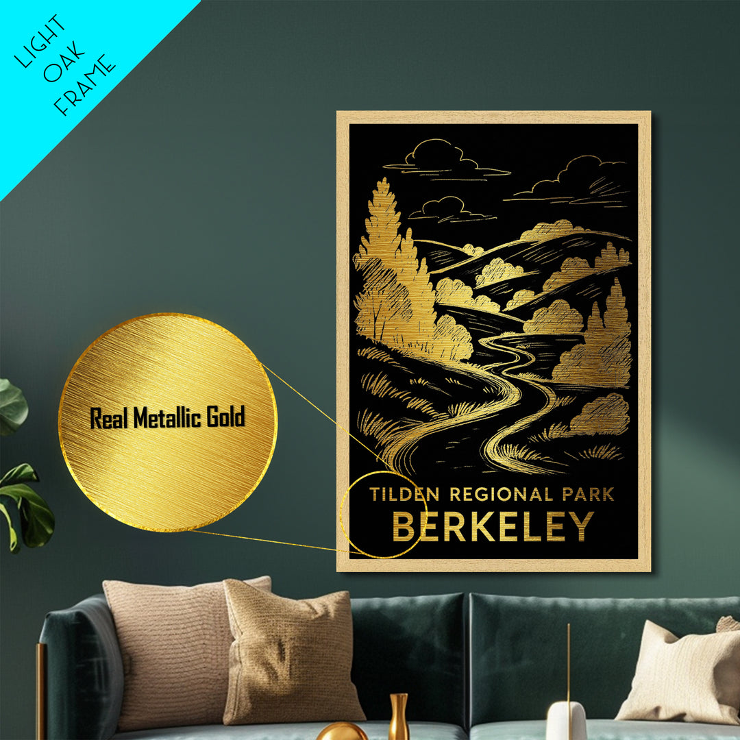 Berkeley California art, Metallic Gold Art, Best Friend Gifts, Metal Art, Wood Framed Art, Birthday Travel Gift, Destination Gift