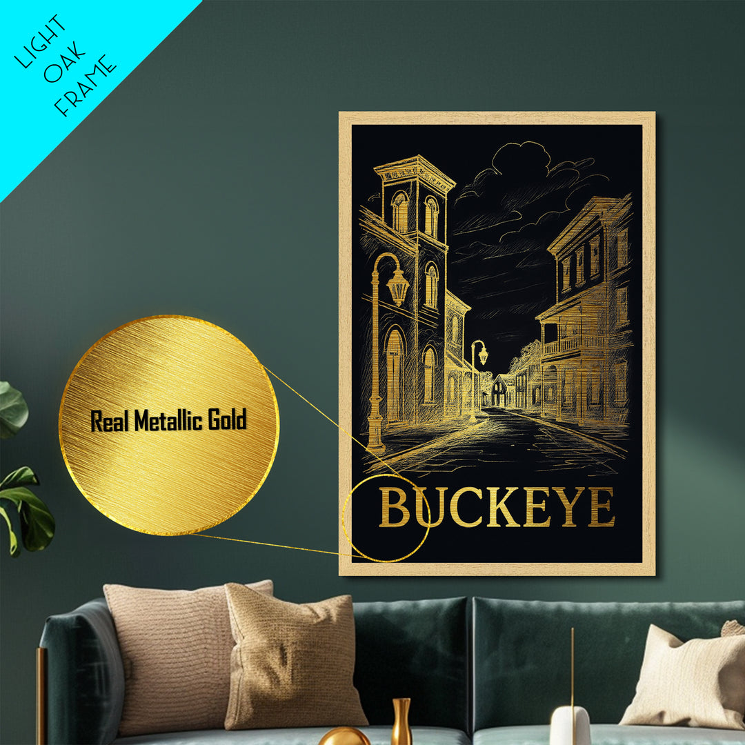 Buckeye Arizona art, Metallic Gold Art, Best Friend Gifts, Metal Art, Wood Framed Art, Birthday Travel Gift, Destination Gift