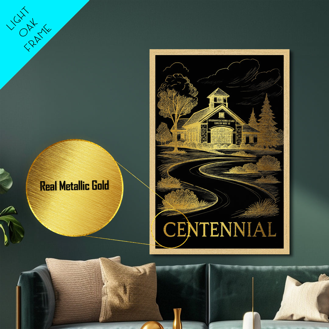 Centennial Colorado art, Metallic Gold Art, Best Friend Gifts, Metal Art, Wood Framed Art, Birthday Travel Gift, Destination Gift