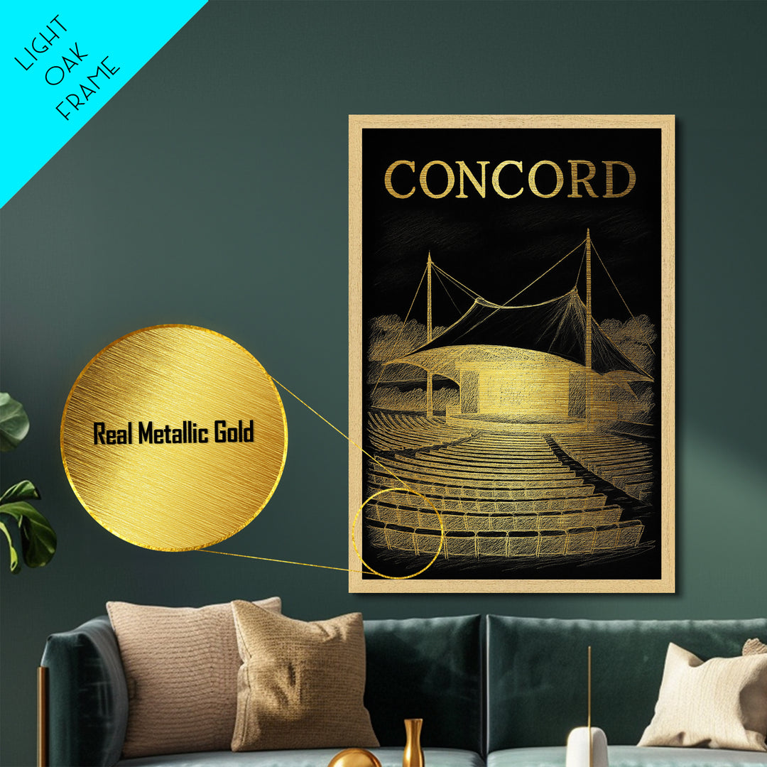 Concord California art, Metallic Gold Art, Office Decor, Metal Art, Wood Framed Art, Graduation Travel Gift, Destination Gift