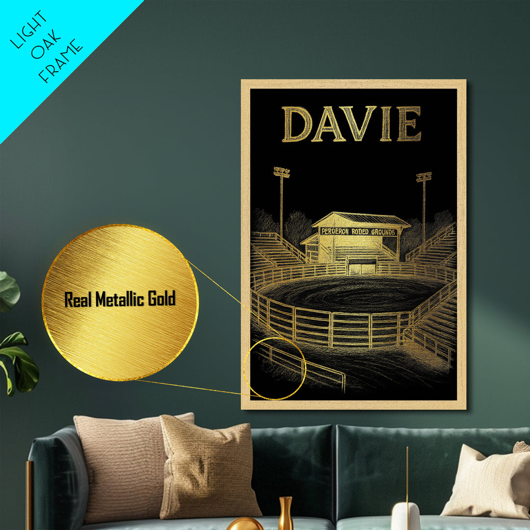 Davie Florida travel, Metallic Gold Print, Modern House Art, Metal Art, Wood Framed Art, Traveler Gift, Destination Gift