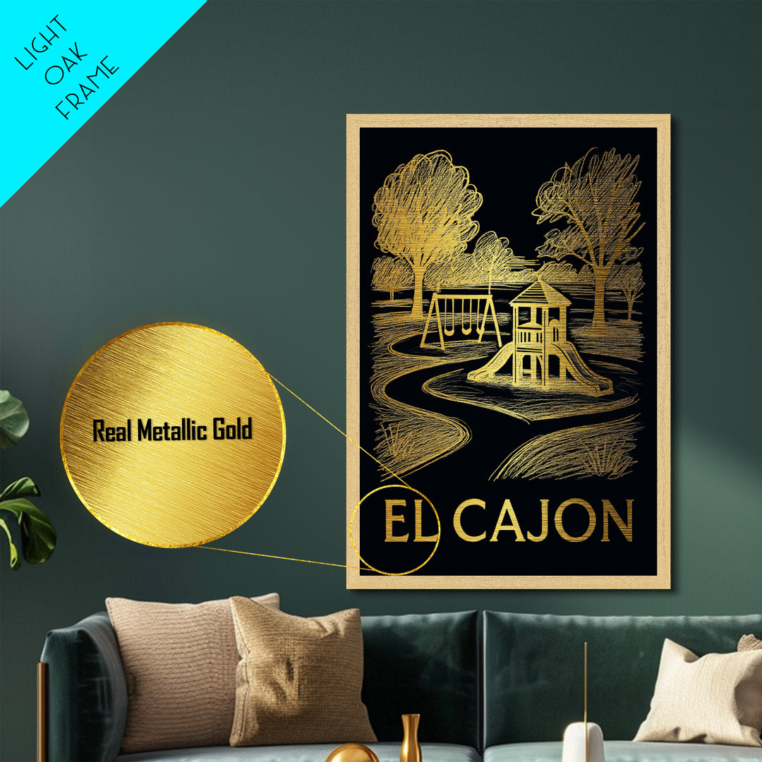 El Cajon California art, Metallic Gold Art, Travel Art Prints, Metal Art, Wood Framed Art, Adventure Lover Gift, Traveler Gift