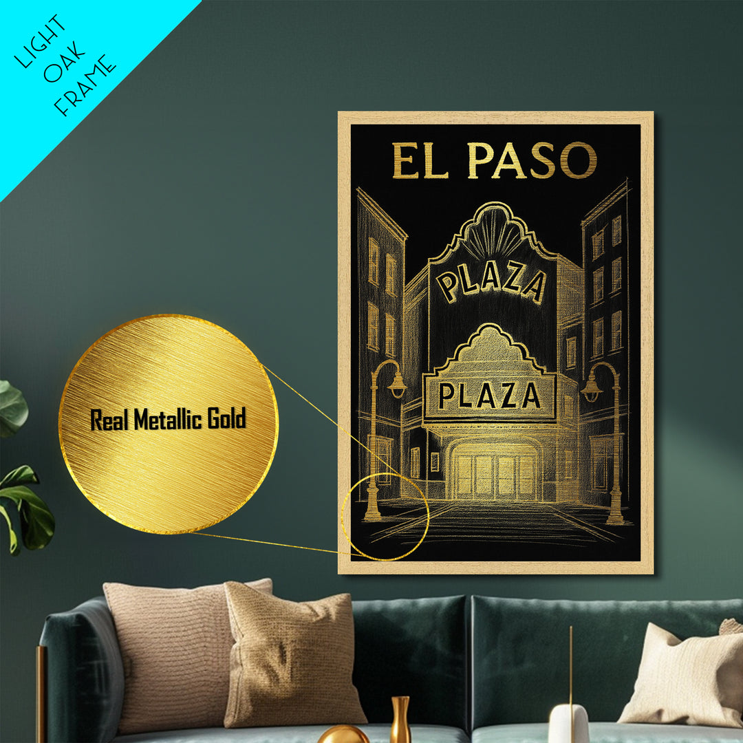 El Paso Texas travel, Metallic Gold Print, Modern House Art, Metal Art, Wood Framed Art, Wanderlust Gift, Travel Art Prints