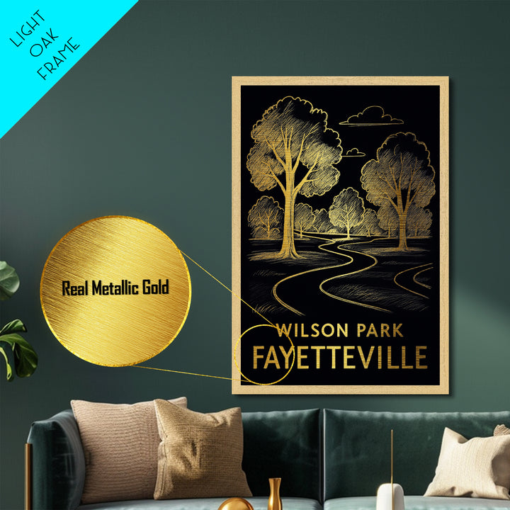 Fayetteville North Carolina art, Metallic Gold Art, Housewarming Gift, Metal Art, Wood Framed Art, Newlywed Travel Gift