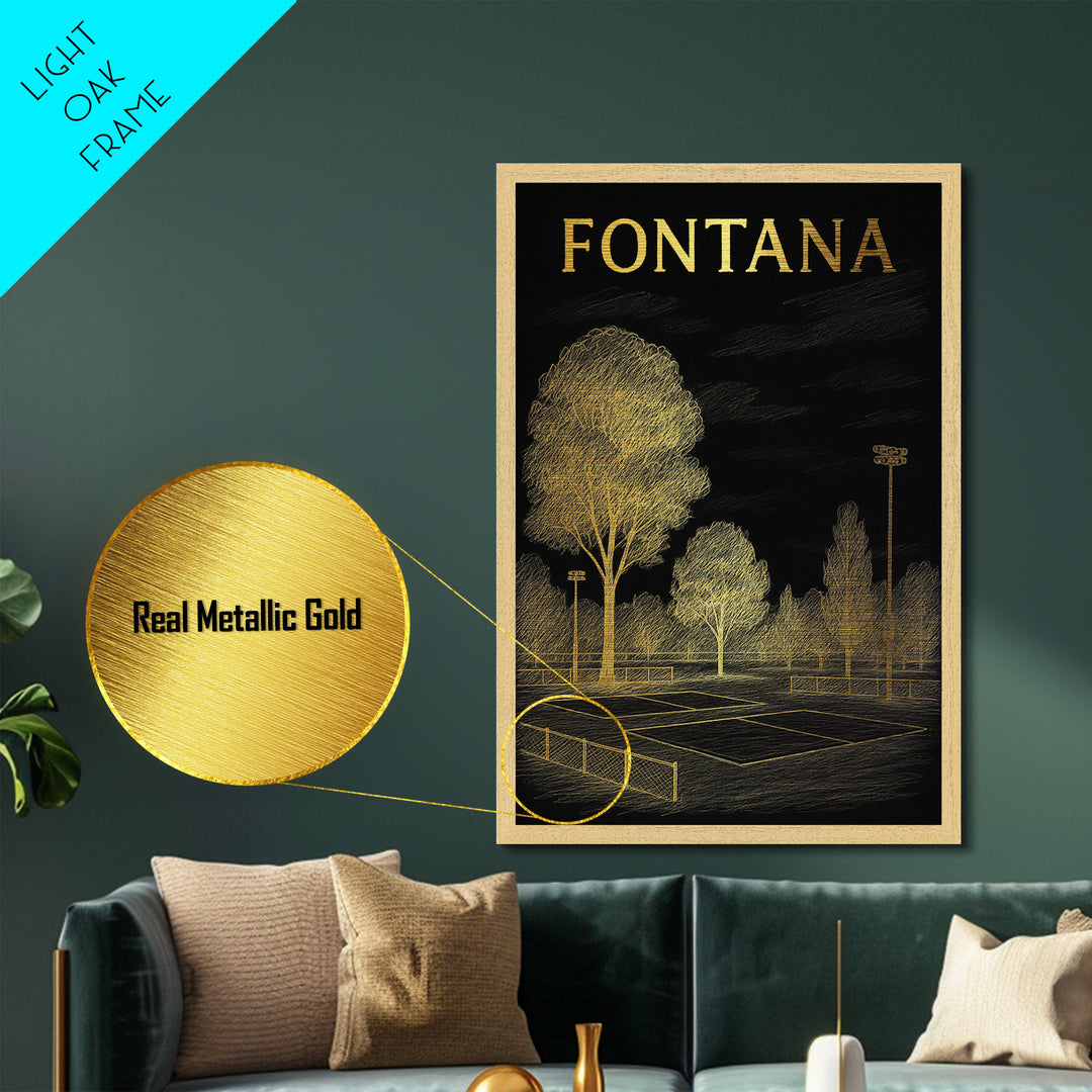 Fontana California travel, Metallic Gold Print, Modern House Art, Metal Art, Wood Framed Art, Wanderlust Gift, Travel Art Prints