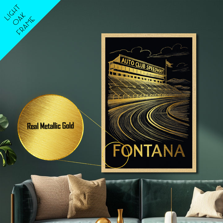 Fontana California art, Metallic Gold Art, Travel Art Prints, Metal Art, Wood Framed Art, Adventure Lover Gift, Traveler Gift