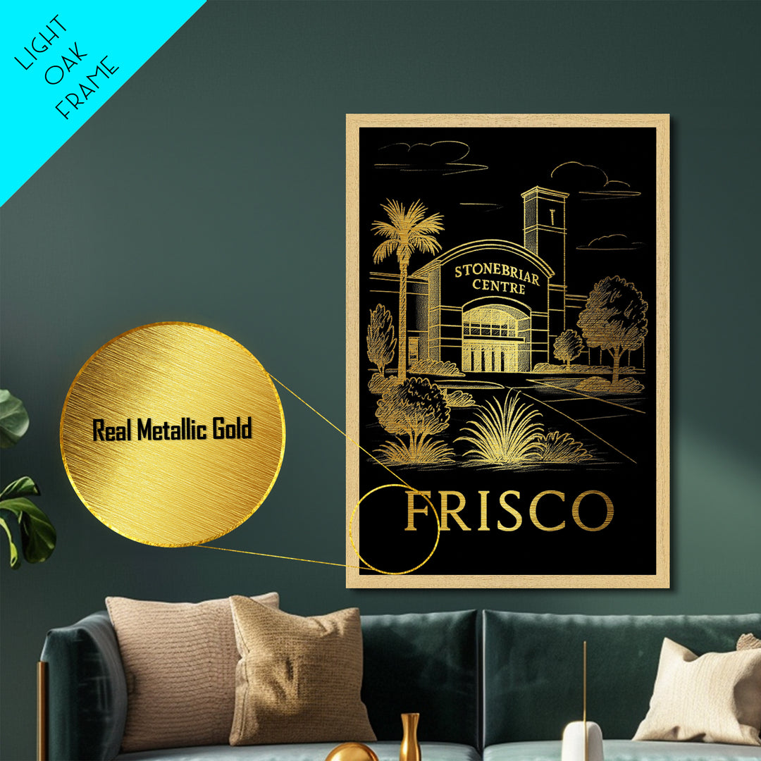Frisco Texas art, Metallic Gold Art, Best Friend Gifts, Metal Art, Wood Framed Art, Birthday Travel Gift