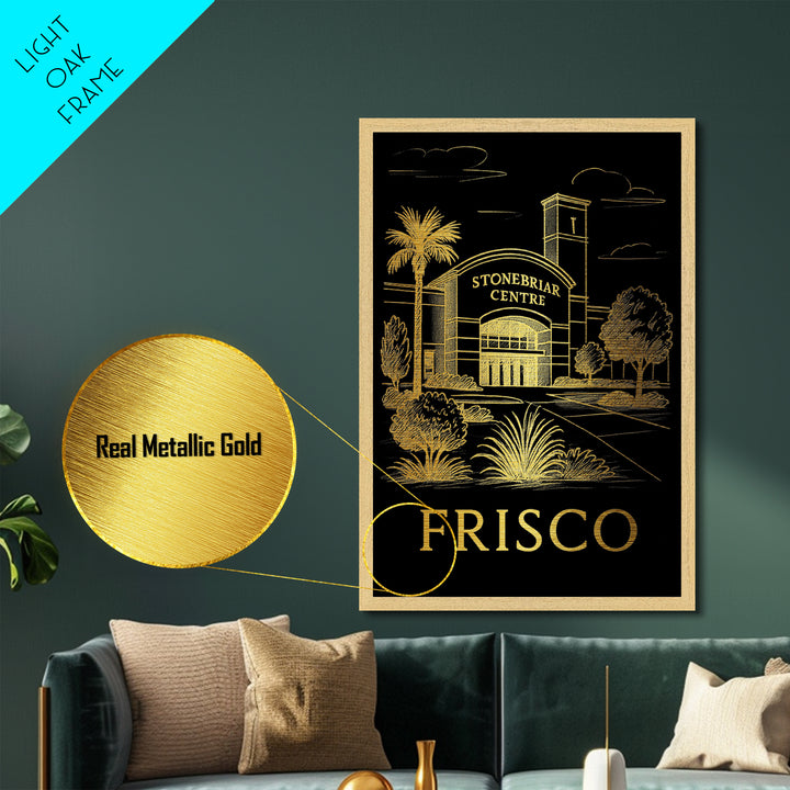 Frisco Texas art, Metallic Gold Art, Best Friend Gifts, Metal Art, Wood Framed Art, Birthday Travel Gift