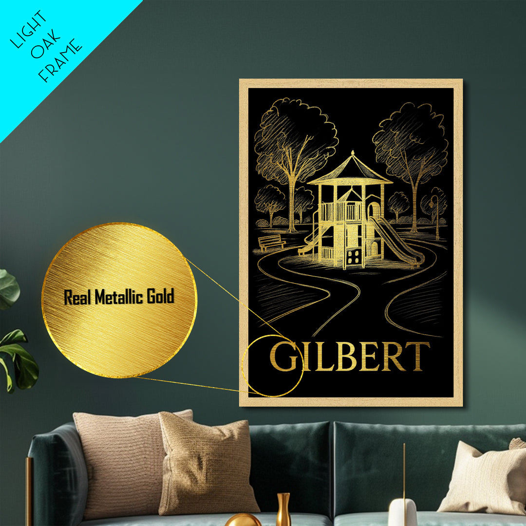 Gilbert Arizona art, Metallic Gold Art, Best Friend Gifts, Metal Art, Wood Framed Art, Birthday Travel Gift