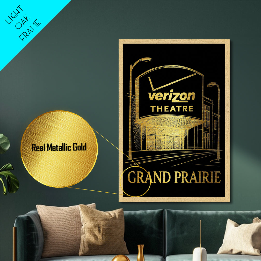 Grand Prairie Texas travel, Metallic Gold Print, Modern Skyline Wall Print, Metal Art, Wood Framed Art, Adventure Lover Gift