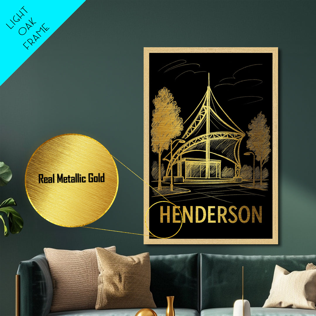 Henderson Nevada art, Metallic Gold Art, Best Friend Gifts, Metal Art, Wood Framed Art, Birthday Travel Gift, Destination Gift