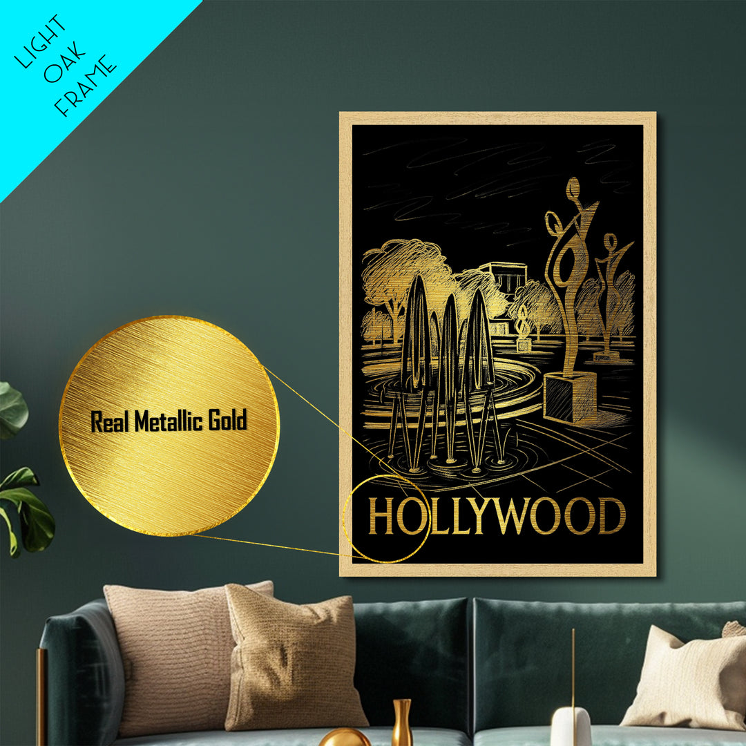 Hollywood Florida art, Metallic Gold Art, Best Friend Gifts, Metal Art, Wood Framed Art, Birthday Travel Gift, Destination Gift