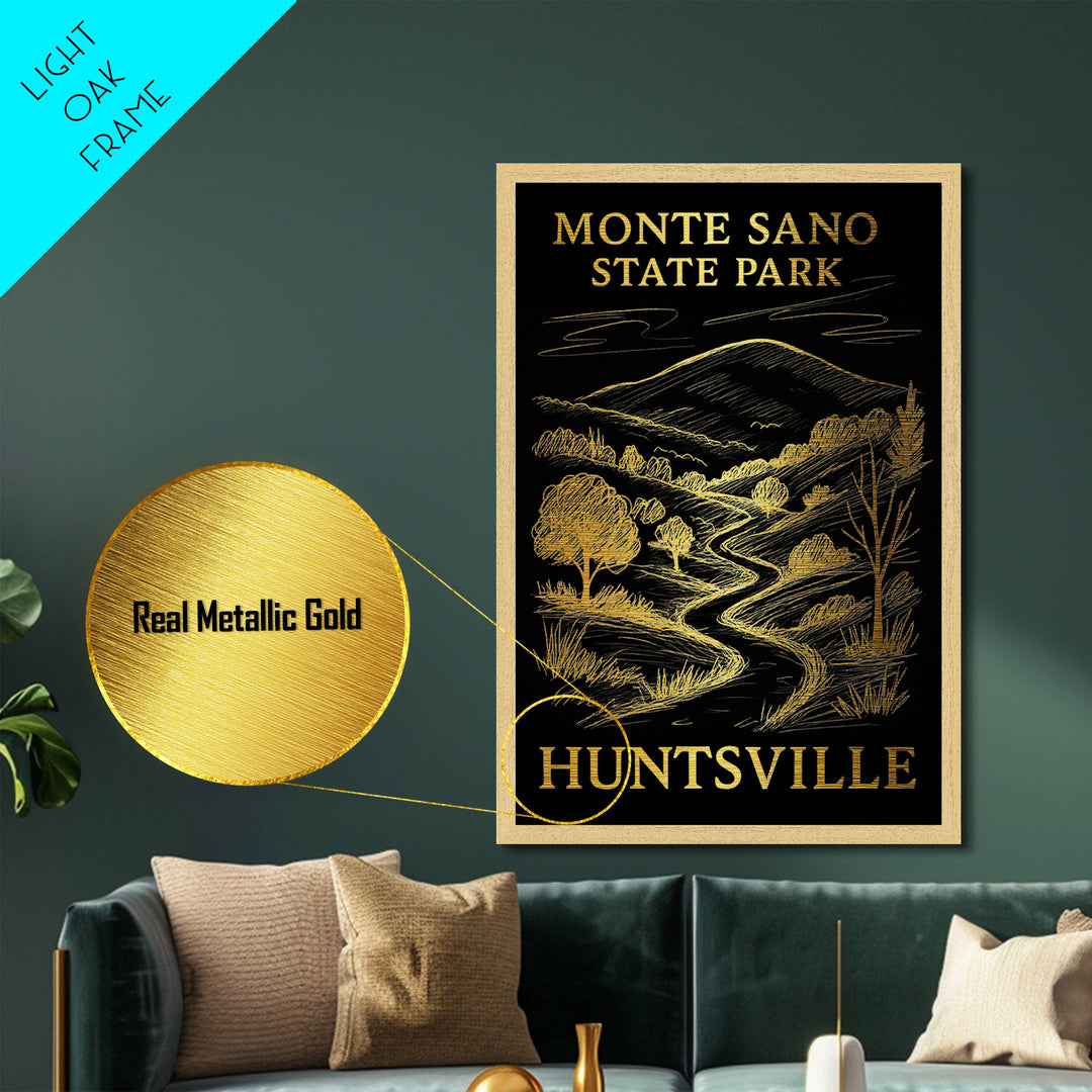 Huntsville Alabama art, Metallic Gold Art, Modern House Art, Metal Art, Wood Framed Art, Graduation Travel Gift, Travel Gift