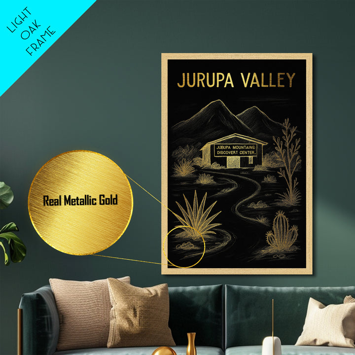 Jurupa Valley California travel, Metallic Gold Print, Modern Skyline Wall Print, Metal Art, Wood Framed Art, Adventure Lover Gift