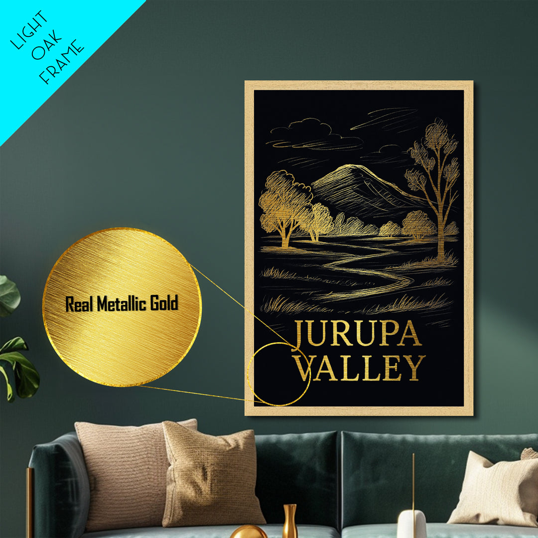Jurupa Valley California art, Metallic Gold Art, Housewarming Gift, Metal Art, Wood Framed Art, Newlywed Travel Gift, Honeymoon Gift